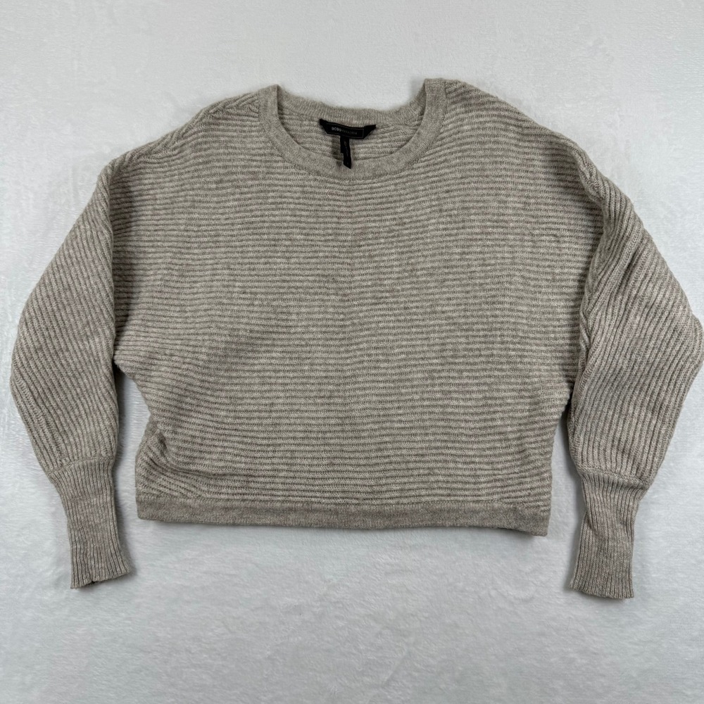 BCBGMAXAZRIA Camille Oatmeal Striped Knit Sweater Size‎ S